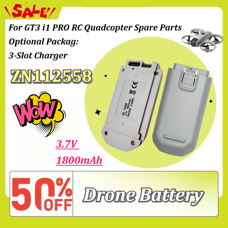 Drone Battery Li-Ion - New 1-6PCS ZN112558 3.7V 1800mAh Replacement