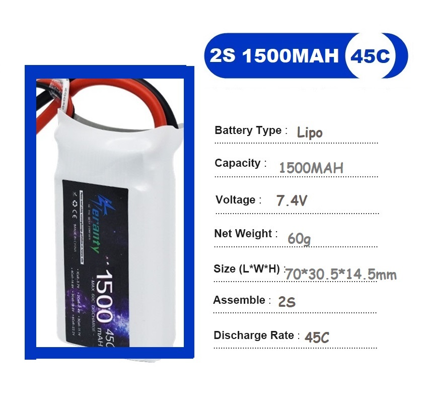 2PCS 7.4V Lipo 2S Battery 1500 - Drone Battery Lipo review and price